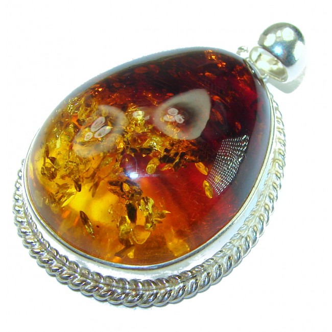 Real Beauty authentic Baltic Amber .925 Sterling Silver handcrafted pendant