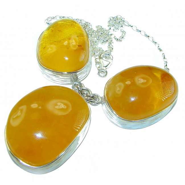 Dazzling Natural Butterscotch Baltic Amber .925 Sterling Silver handcrafted Large necklace