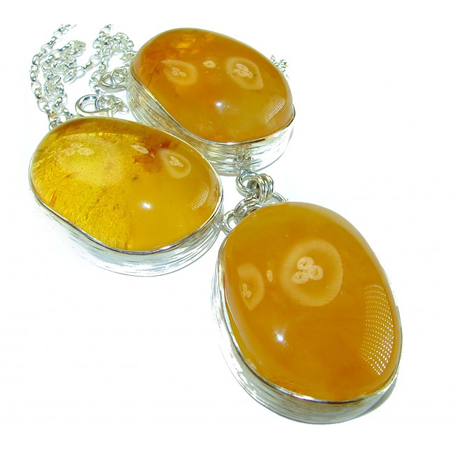 Dazzling Natural Butterscotch Baltic Amber .925 Sterling Silver handcrafted Large necklace