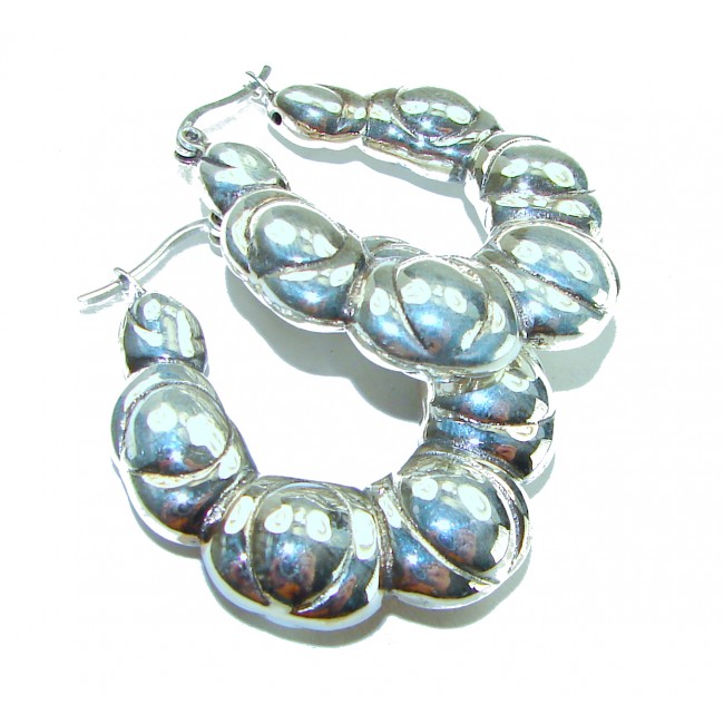 Highly Polished Fancy .925 Sterling Silver Italy made Earrings