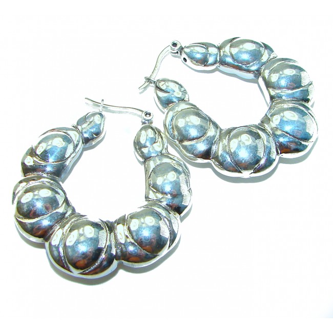 Highly Polished Fancy .925 Sterling Silver Italy made Earrings