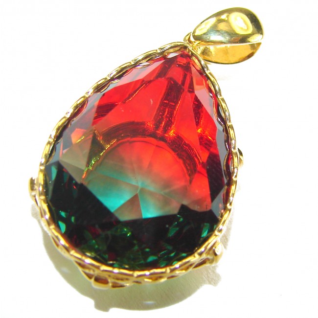 21.5 carat Tourmaline 18K Gold over .925 Sterling Silver handmade Pendant