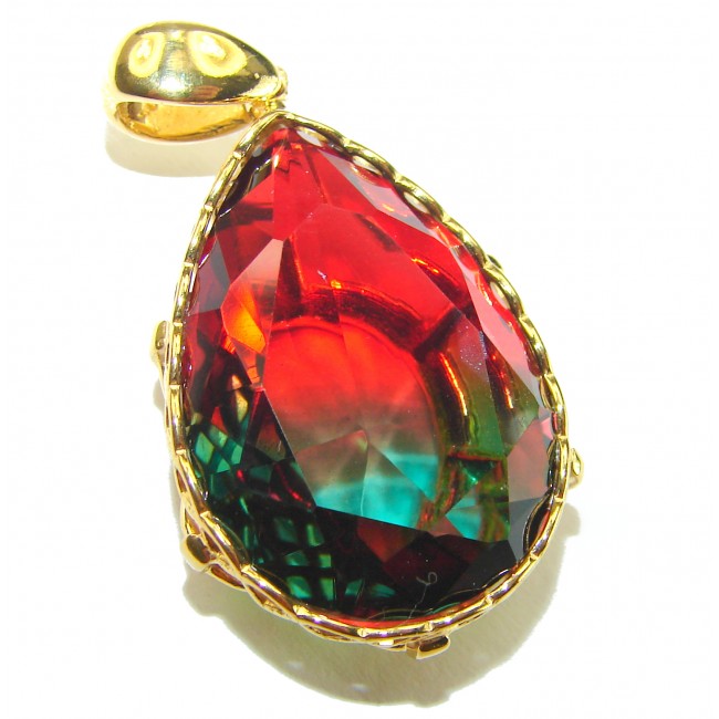 21.5 carat Tourmaline 18K Gold over .925 Sterling Silver handmade Pendant