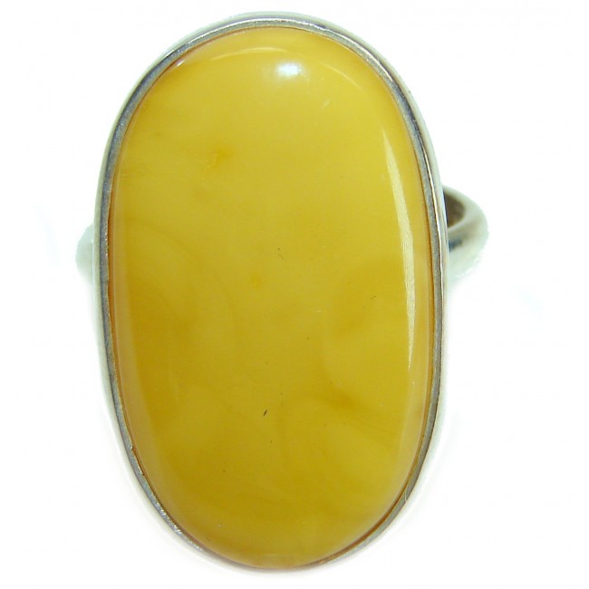 Modern Concept Natural Butterscotch Baltic Amber .925 Sterling Silver Large ring s. 9 adjustable