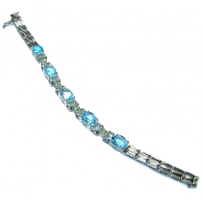 Ocean Inspired genuine Swiss Blue Topaz .925 Sterling Silver handcrafted Bracelet