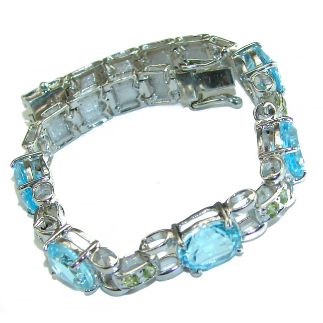 Ocean Inspired genuine Swiss Blue Topaz .925 Sterling Silver handcrafted Bracelet