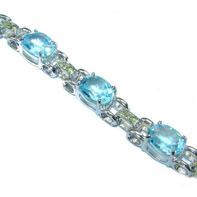 Ocean Inspired genuine Swiss Blue Topaz .925 Sterling Silver handcrafted Bracelet