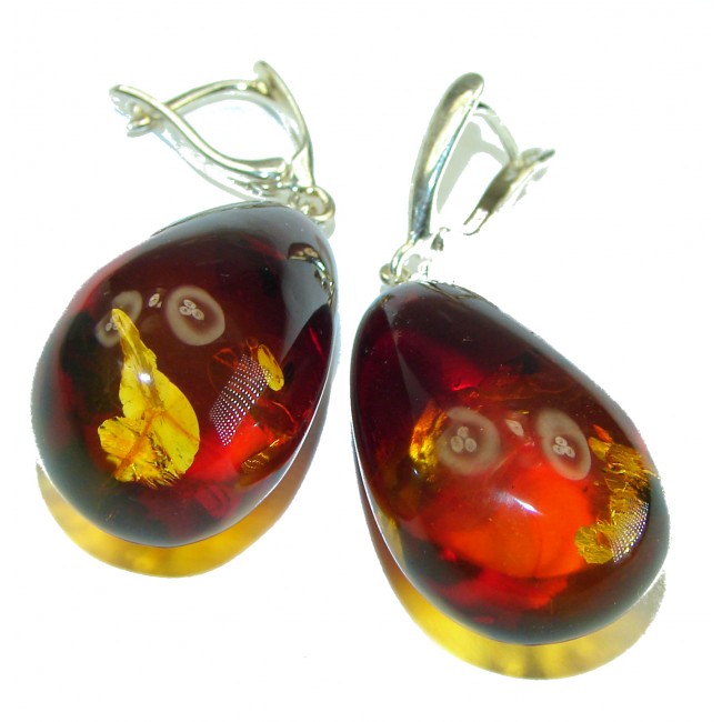 Golden Honey Drops authentic Baltic Amber .925 Sterling Silver earrings