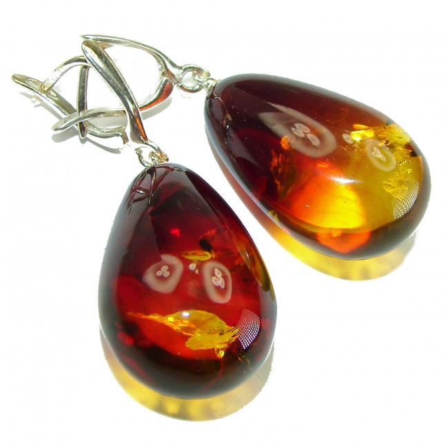 Golden Honey Drops authentic Baltic Amber .925 Sterling Silver earrings