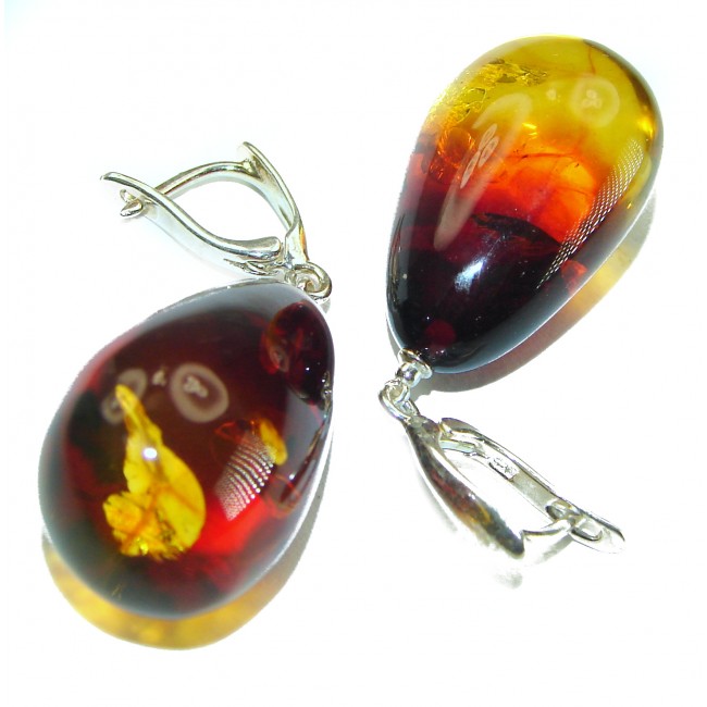 Golden Honey Drops authentic Baltic Amber .925 Sterling Silver earrings