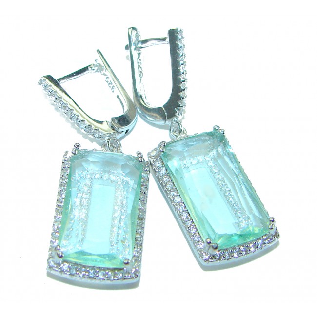 Sublime 18.8 carat Genuine Green Amethyst .925 Sterling Silver handcrafted Earrings