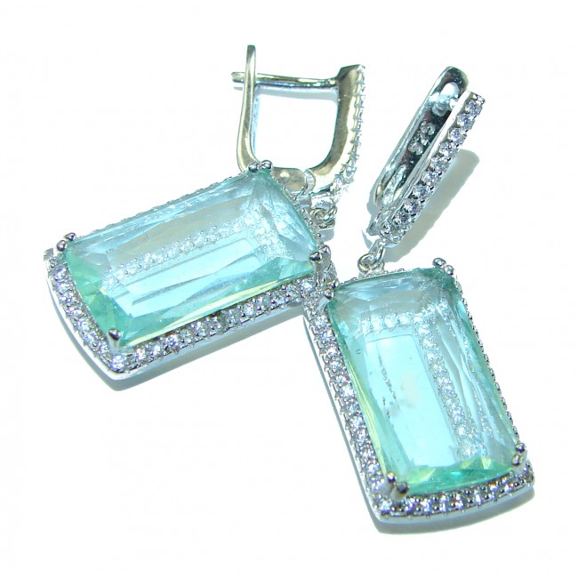 Sublime 18.8 carat Genuine Green Amethyst .925 Sterling Silver handcrafted Earrings