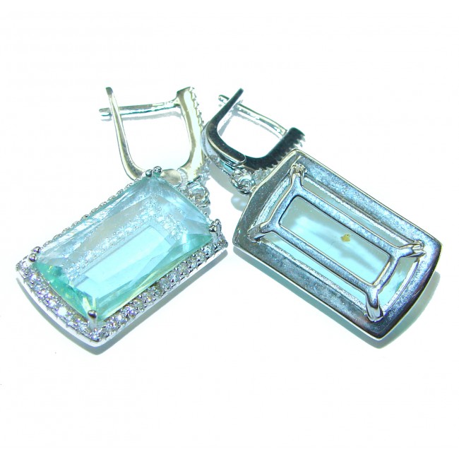 Sublime 18.8 carat Genuine Green Amethyst .925 Sterling Silver handcrafted Earrings