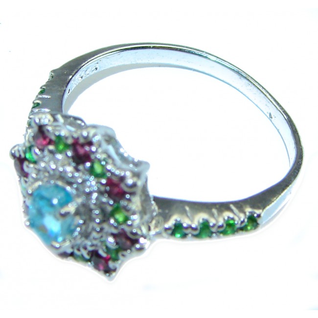 Ocean drop Swiss Blue Topaz .925 Sterling Silver handmade Ring size 8 1/4