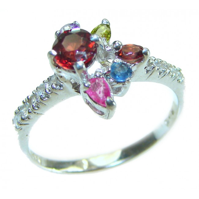 Authentic 1.3 carat Ruby .925 Sterling Silver handmade Cocktail Ring s. 7 1/4