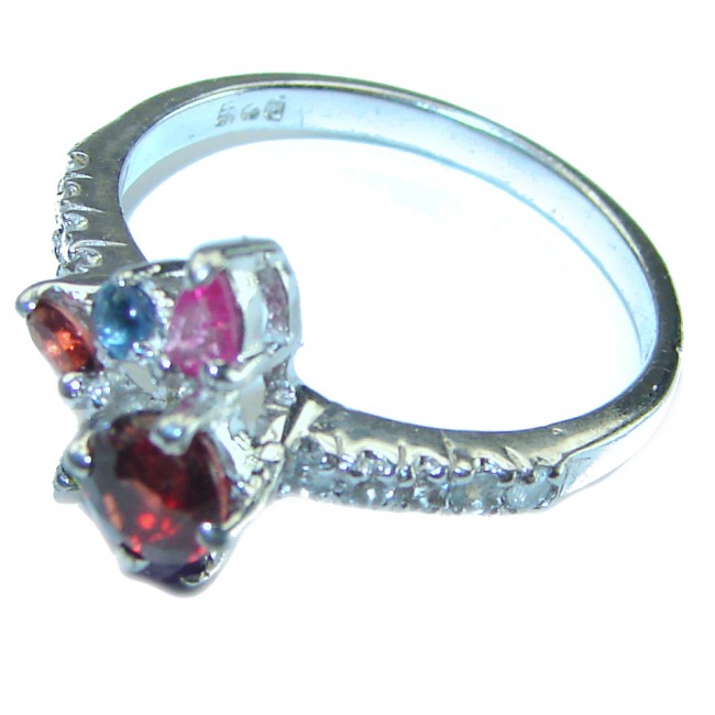 Authentic 1.3 carat Ruby .925 Sterling Silver handmade Cocktail Ring s. 7 1/4