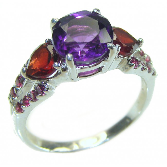 Classivc design 4.5 carat Amethyst .925 Sterling Silver Handcrafted Ring size 7