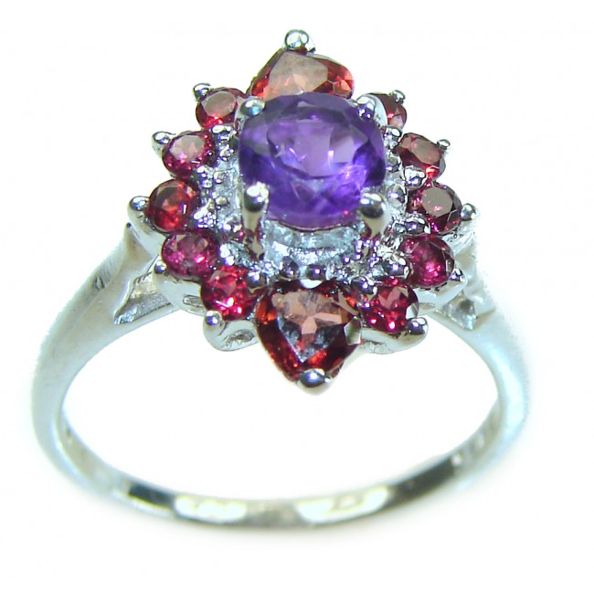 Classivc design 4.5 carat Amethyst .925 Sterling Silver Handcrafted Ring size 6 1/4