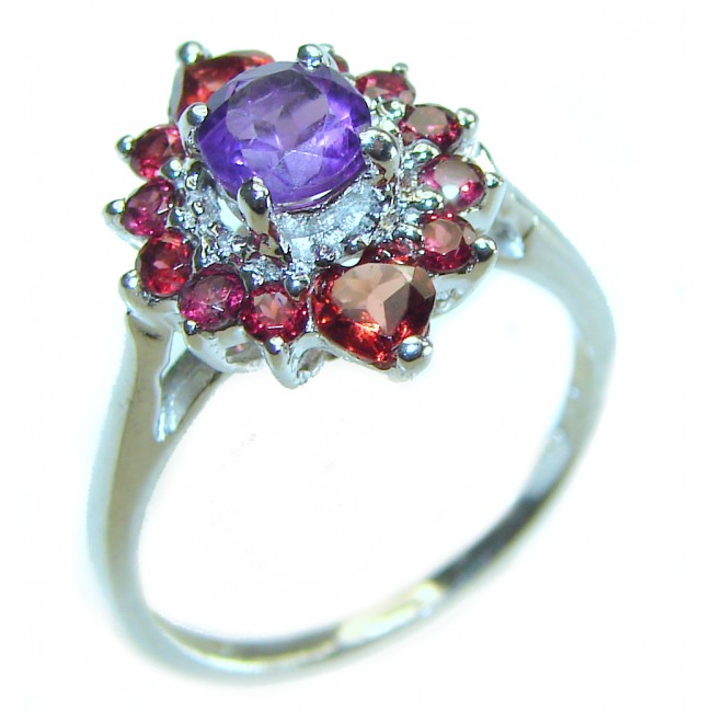 Classivc design 4.5 carat Amethyst .925 Sterling Silver Handcrafted Ring size 6 1/4