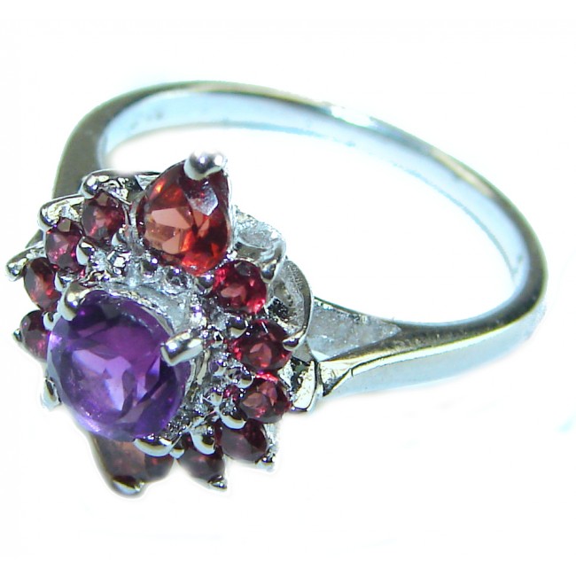 Classivc design 4.5 carat Amethyst .925 Sterling Silver Handcrafted Ring size 6 1/4