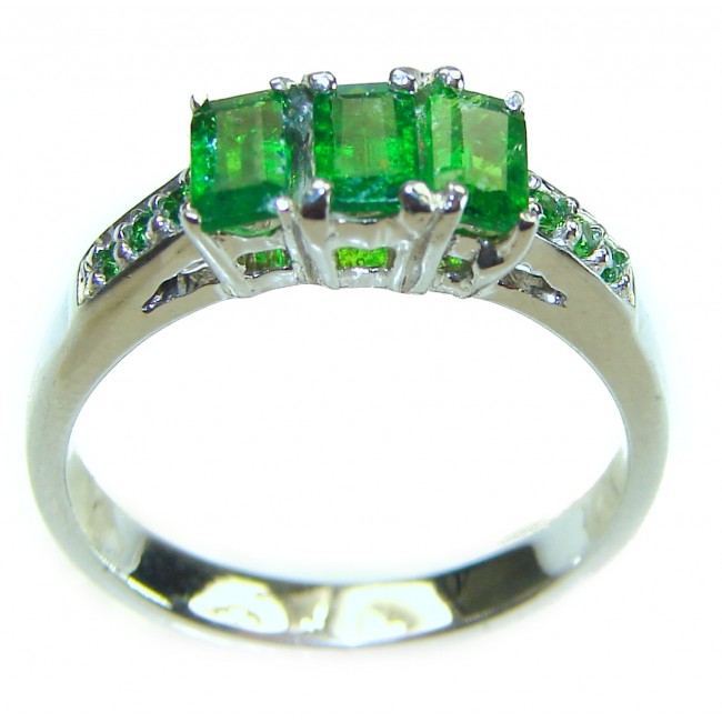 Special Chrome Diopside .925 Sterling Silver handmade ring s. 9