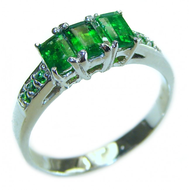 Special Chrome Diopside .925 Sterling Silver handmade ring s. 9