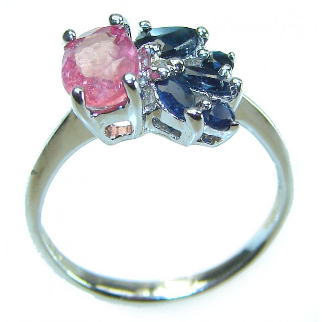 Authentic 1.8 carat Ruby .925 Sterling Silver handmade Cocktail Ring s. 5