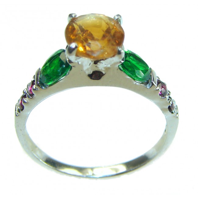 4.5 carat Yellow Sapphire .925 Sterling Silver handcrafted ring; s. 7 3/4