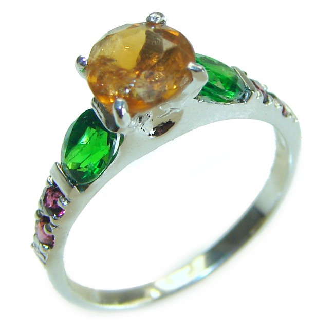 4.5 carat Yellow Sapphire .925 Sterling Silver handcrafted ring; s. 7 3/4