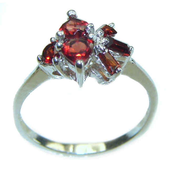 Blooming Rose Authentic Garnet .925 Sterling Silver handcrafted Ring size 7