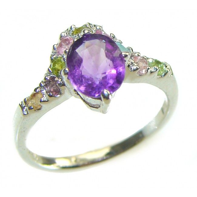 Classic design 4.5 carat Amethyst .925 Sterling Silver Handcrafted Ring size 6 1/4