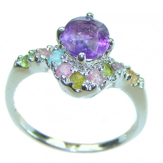 Classic design 4.5 carat Amethyst .925 Sterling Silver Handcrafted Ring size 6 1/4