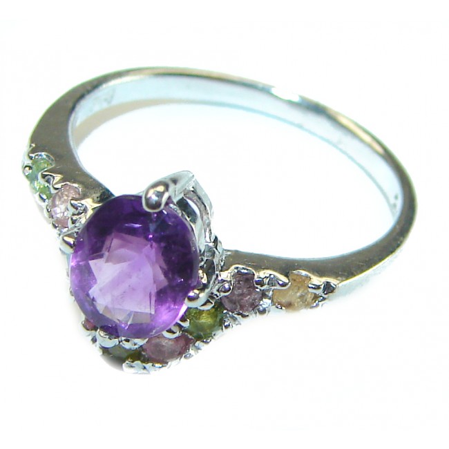 Classic design 4.5 carat Amethyst .925 Sterling Silver Handcrafted Ring size 6 1/4