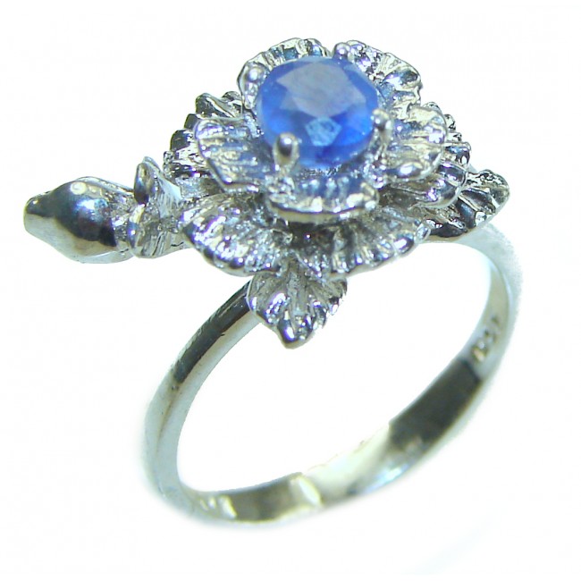 4.5 carat Sapphire .925 Sterling Silver handcrafted ring; s. 5 3/4