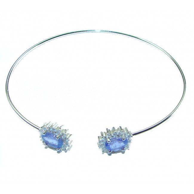 Precious Natural Tanzanite .925 Sterling Silver Bangle bracelet