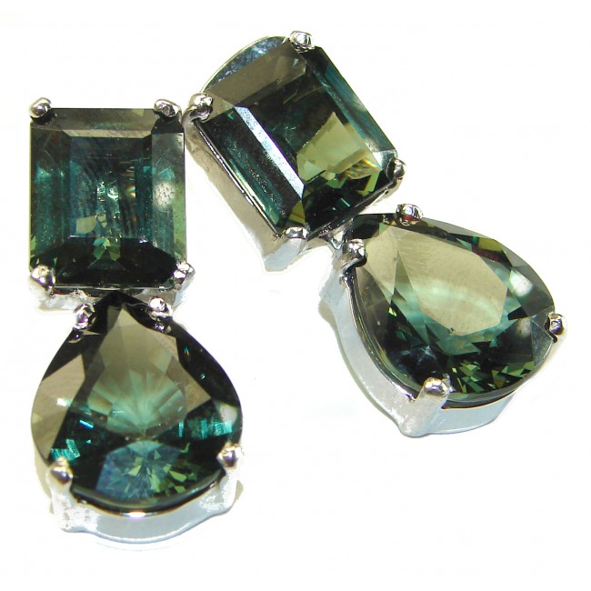 Giovanna Incredible Design Green Topaz .925 Sterling Silver handcrafted earrings