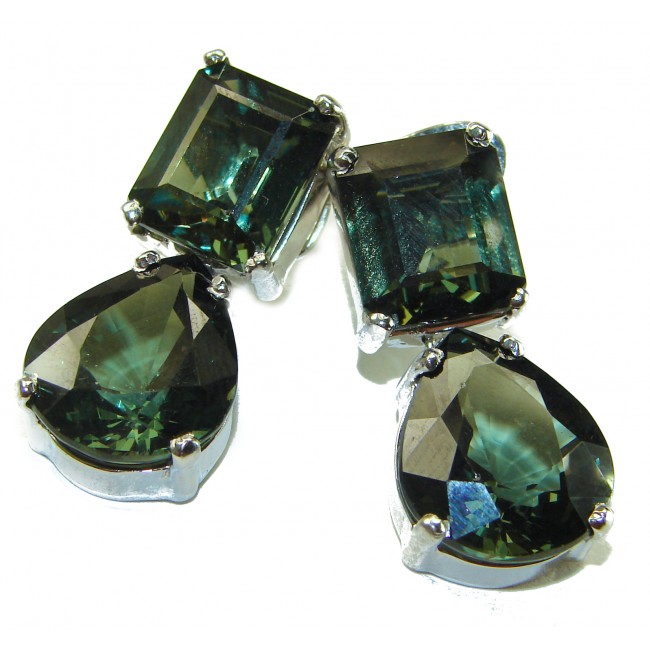 Giovanna Incredible Design Green Topaz .925 Sterling Silver handcrafted earrings