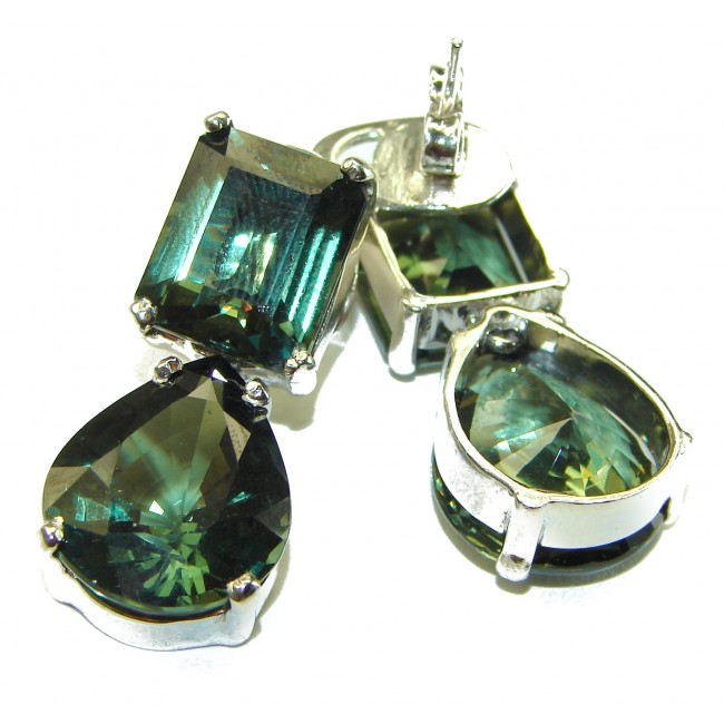 Giovanna Incredible Design Green Topaz .925 Sterling Silver handcrafted earrings