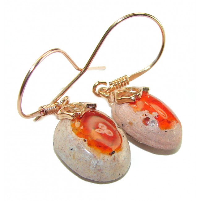 Bonfire Night Mexican Opal 18K Gold over .925 Sterling Silver handcrafted earrings