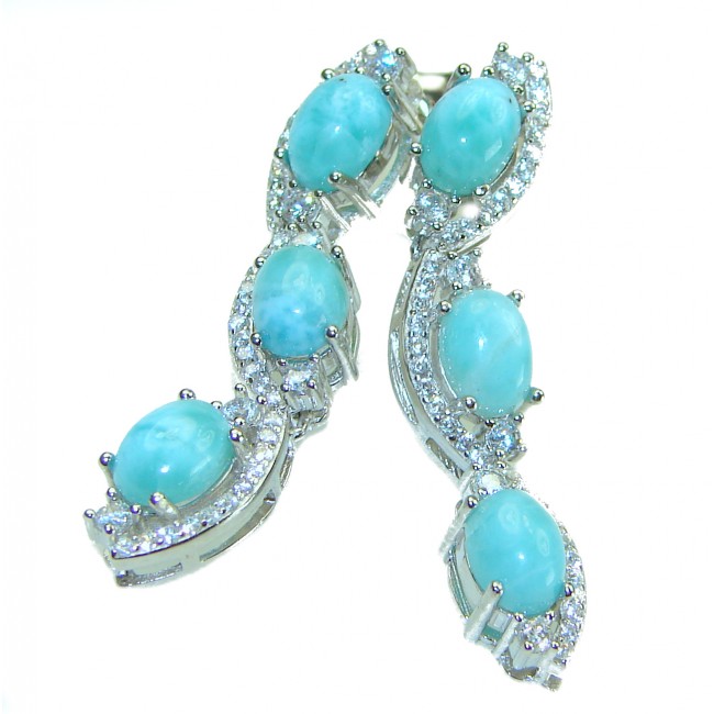 Caribbean Beauty Genuine Blue Larimar .925 Sterling Silver handmade earrings