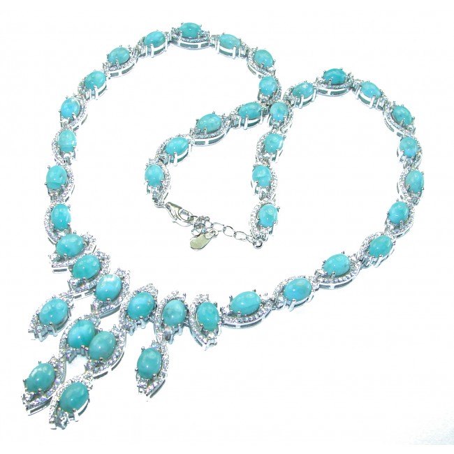 Caribbean Beauty Genuine Blue Larimar .925 Sterling Silver handmade Necklace