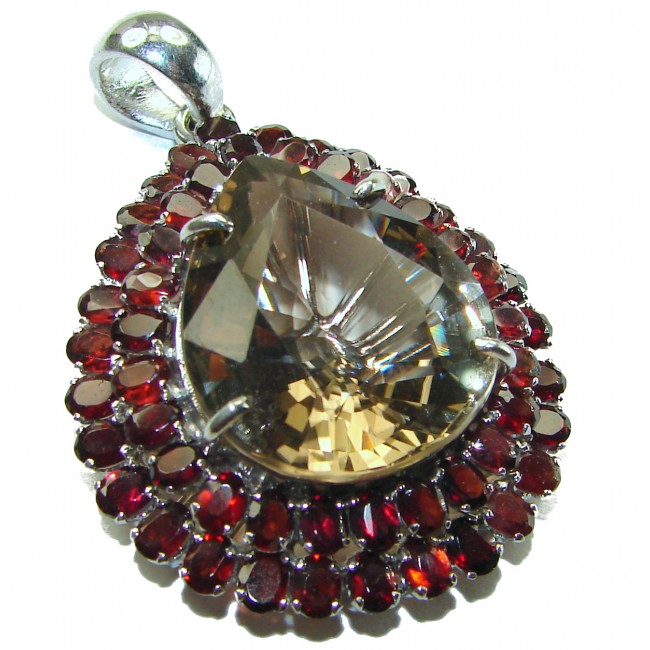 Luxurious 65.5 carat Fancy Smoky Topaz .925 Sterling Silver handmade Pendant