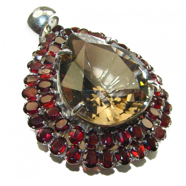 Luxurious 65.5 carat Fancy Smoky Topaz .925 Sterling Silver handmade Pendant