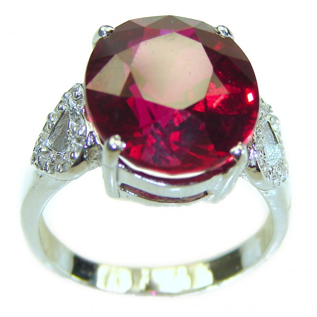 Red Brilliance 11.5 carat Red Topaz .925 Silver handcrafted Large Cocktail Ring s. 6 1/4