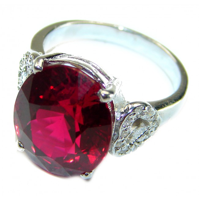 Red Brilliance 11.5 carat Red Topaz .925 Silver handcrafted Large Cocktail Ring s. 6 1/4