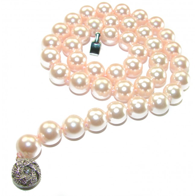 Luxurious fresh water creamy Pearl .925 Sterling Silver handmade Necklace