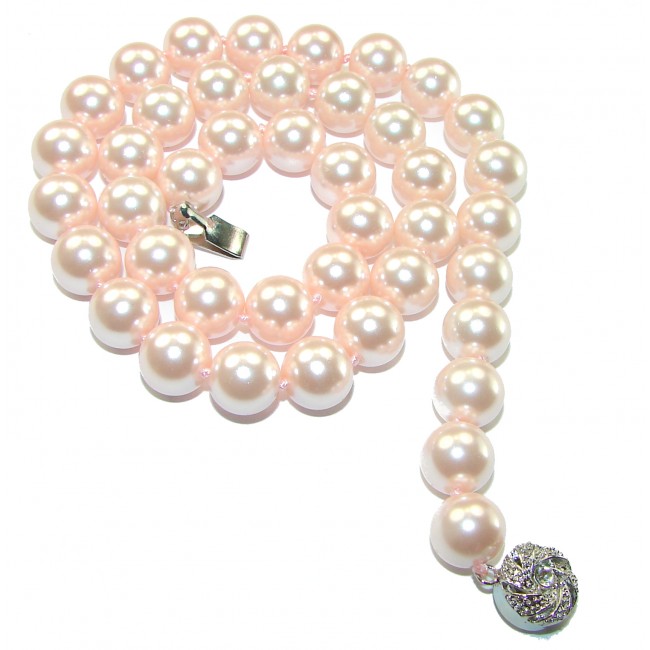 Luxurious fresh water creamy Pearl .925 Sterling Silver handmade Necklace