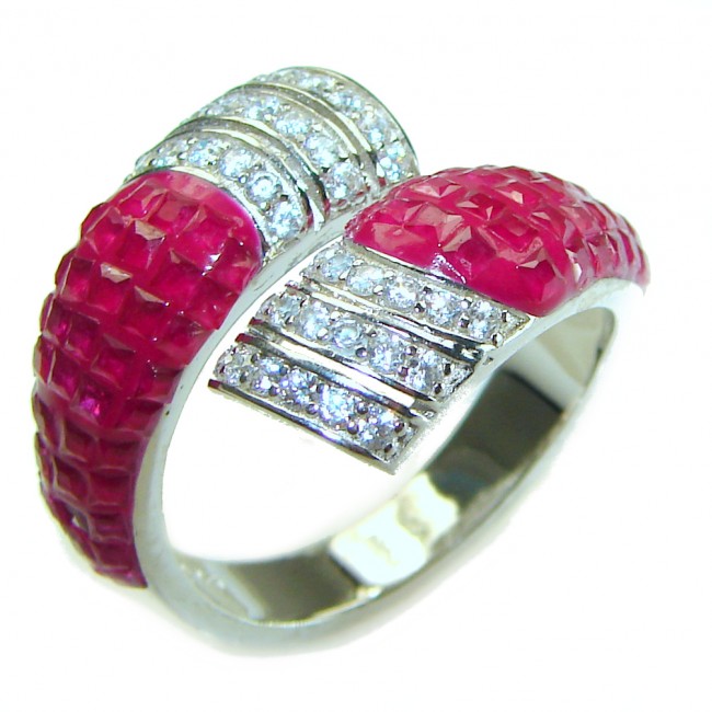 Born to Glam authentic Ruby .925 Silver handcrafted Eternity Ring s. 8