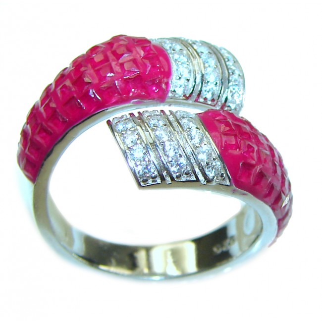 Born to Glam authentic Ruby .925 Silver handcrafted Eternity Ring s. 8