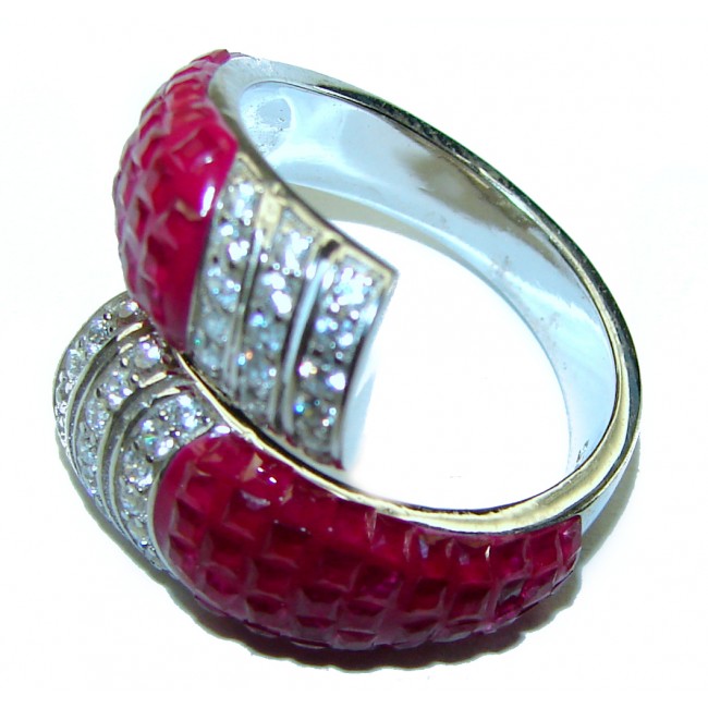 Born to Glam authentic Ruby .925 Silver handcrafted Eternity Ring s. 8